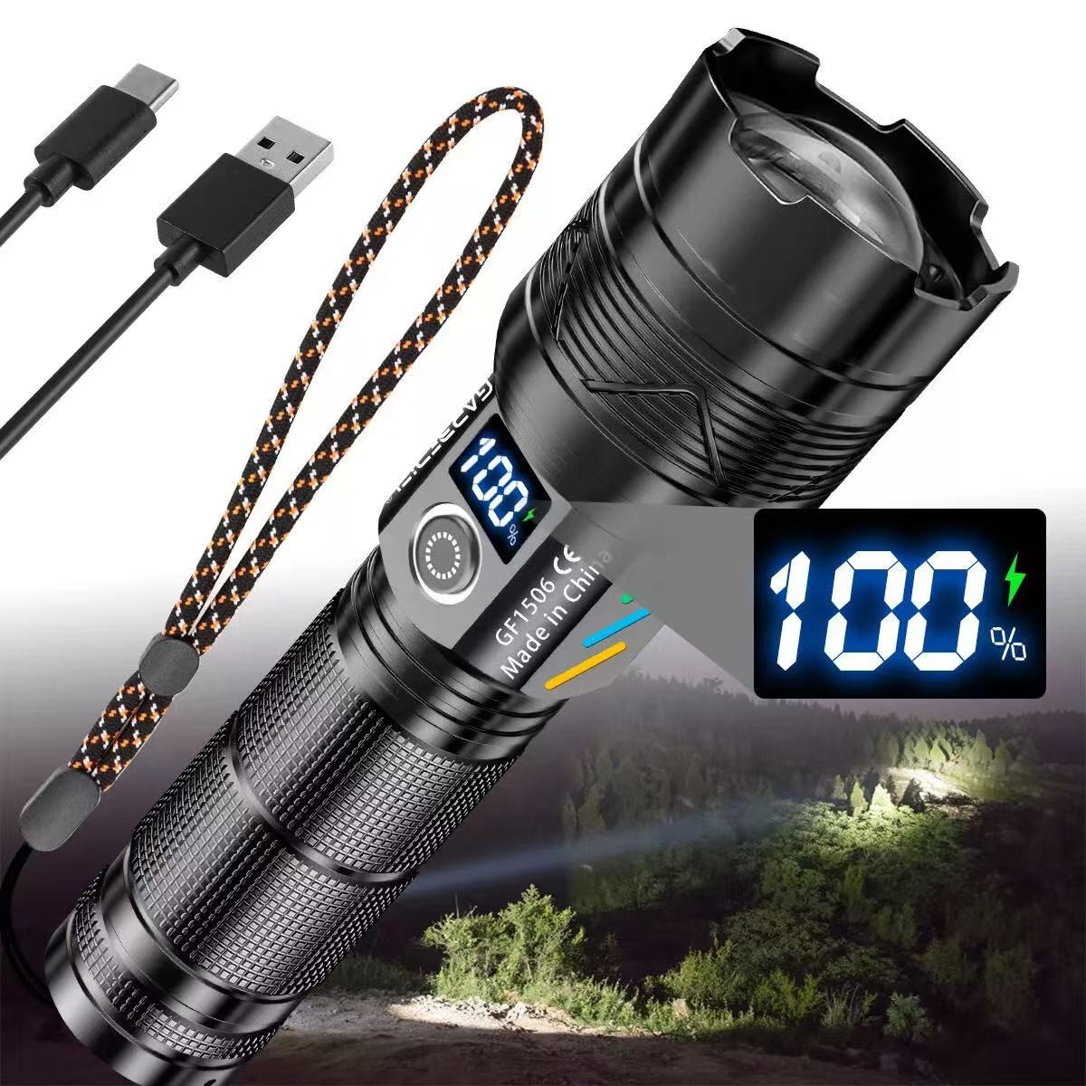 Super Bright LED Flashlight Rechargeable Waterproof Zoomable Torch 26650 Battery