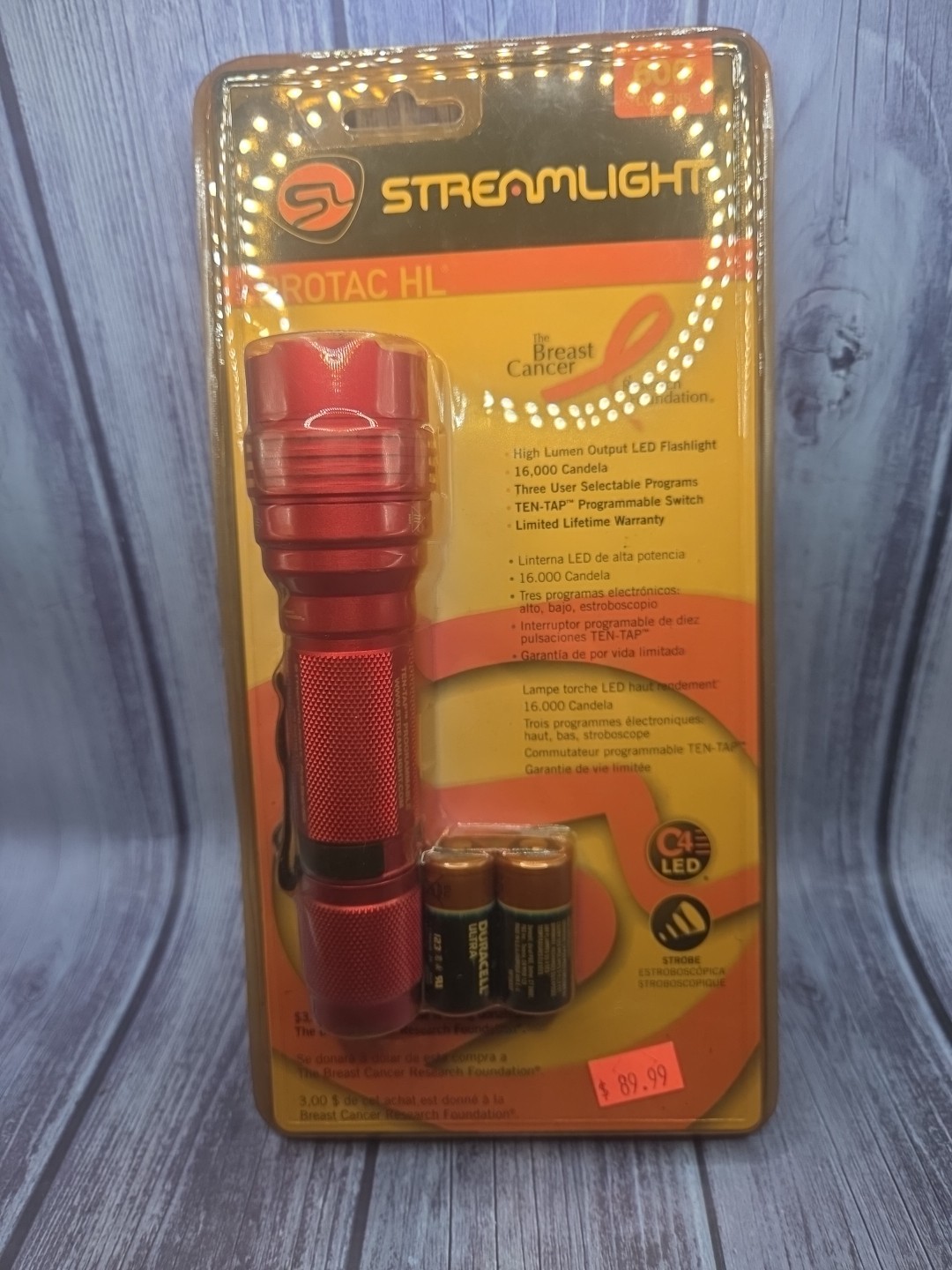 Streamlight 88044 ProTac HL 600-Lumen Tactical Flashlight Pink CR123A Batteries