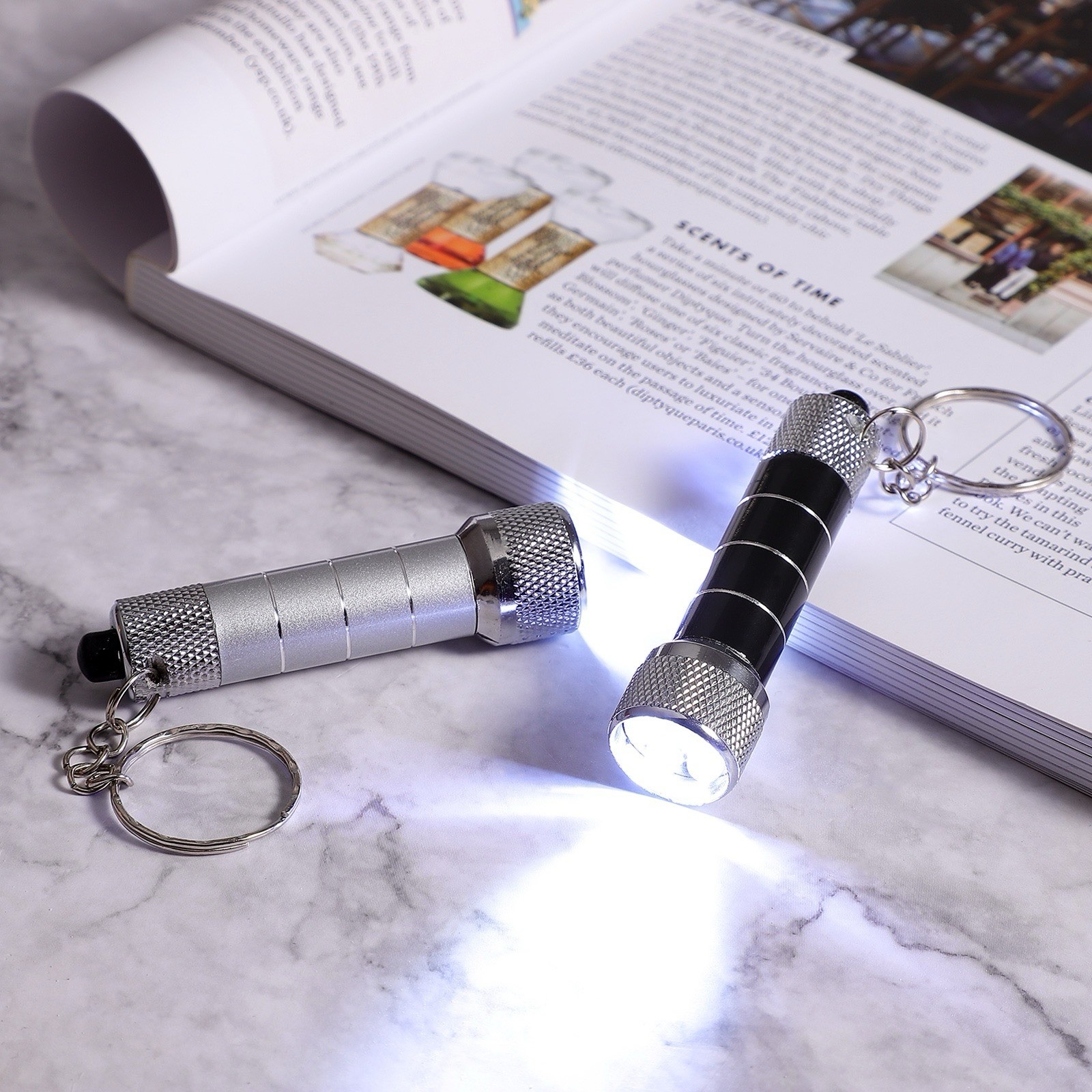 Mini LED Aluminum Keychain Flashlight Blue, 200 lm, IP44, LR44 Batteries