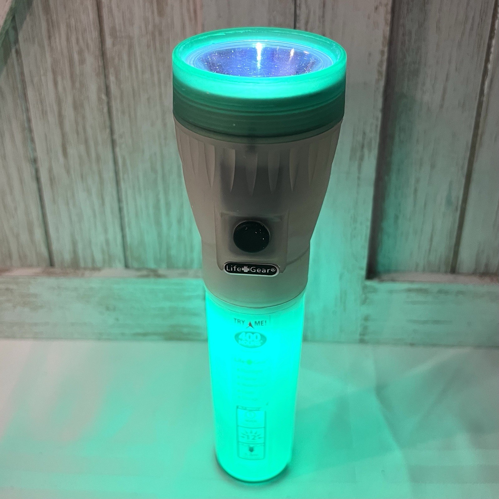 Life Gear 4-In-1 Green LED Emergency Flashlight with Glow Handle