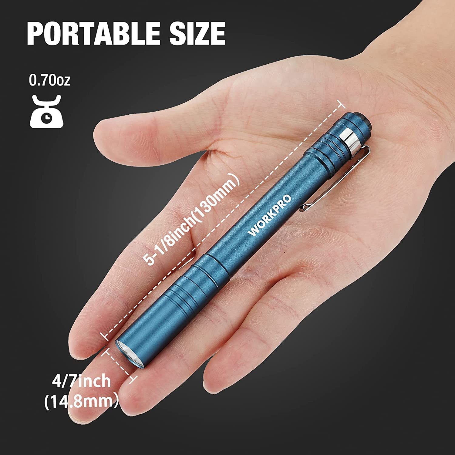 WORKPRO 4-Packs Gray/Blue LED Pen Light Set Pocket Pen Flashlight Penlight Light