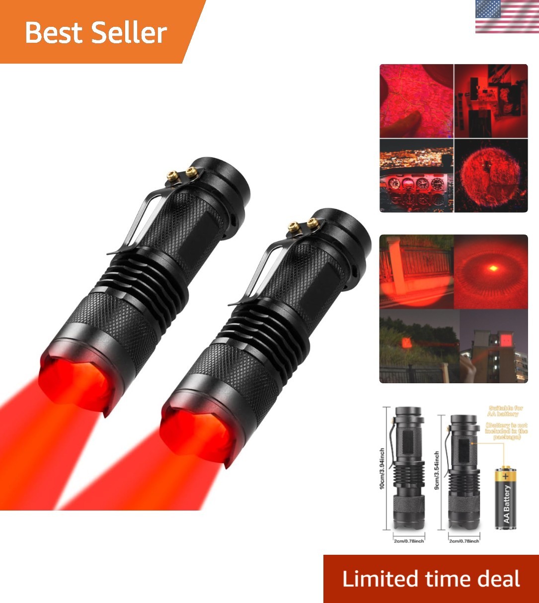 WAYLLSHINE 2 Pack Red Light Flashlight Single Mode Red LED Flashlight One Mode