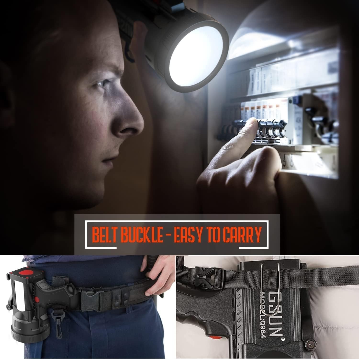 Powerful Search Light 1.6M Lumens, COB Side Light, Phone Mount, 4 Color Filters