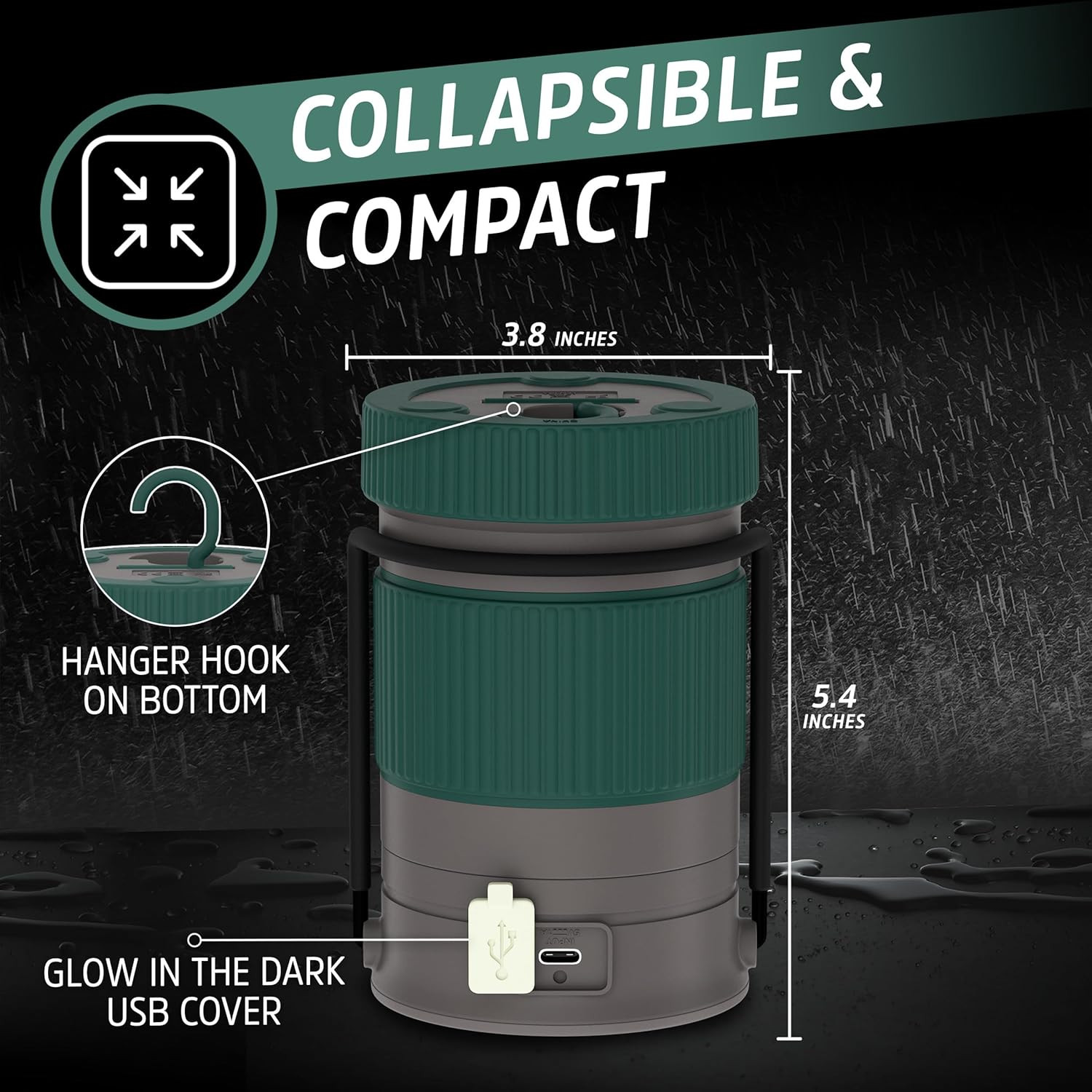 S-500 Hybrid Power Camping Lantern, Solar, Rechargeable, or AA Battery Powered,