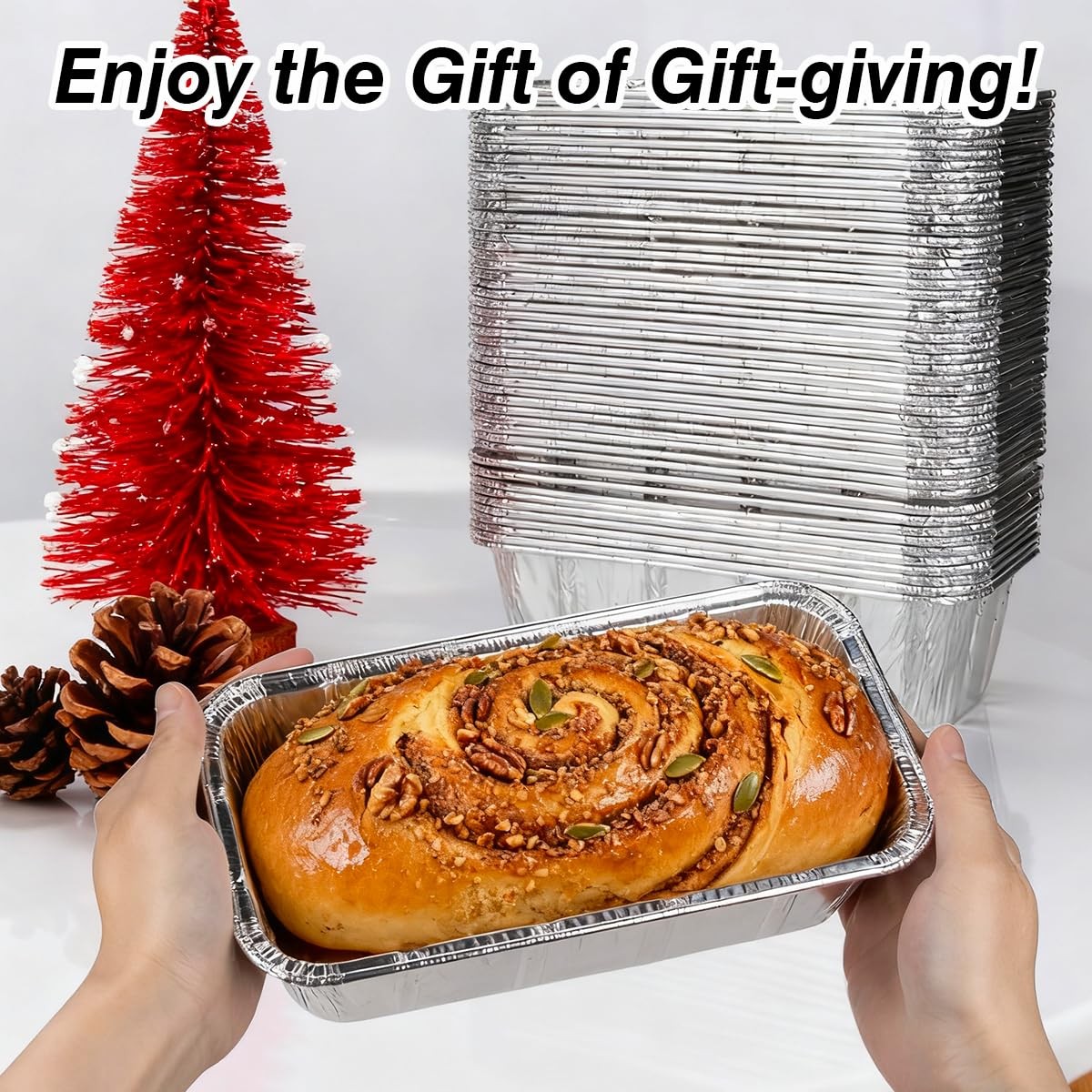 MOACOCK 50 Pack 2Lb Loaf Pans, 8.5″ X 4.5″ X 2.6″ Foil Heavy 2Lb, Aluminum