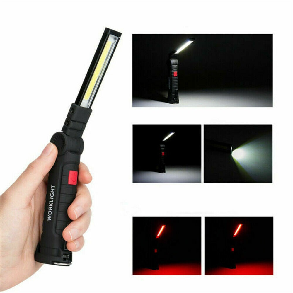 Magnetic Base LED COB Work Light 5-Mode Rechargeable Mechanic Torch Flashlight