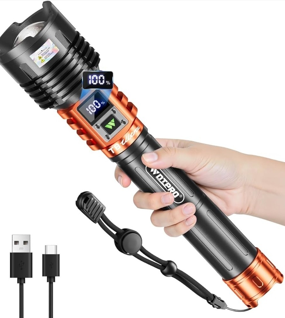 Rechargeable LED Flashlights High Lumens, Super Bright 90000LM Rechargeable F…