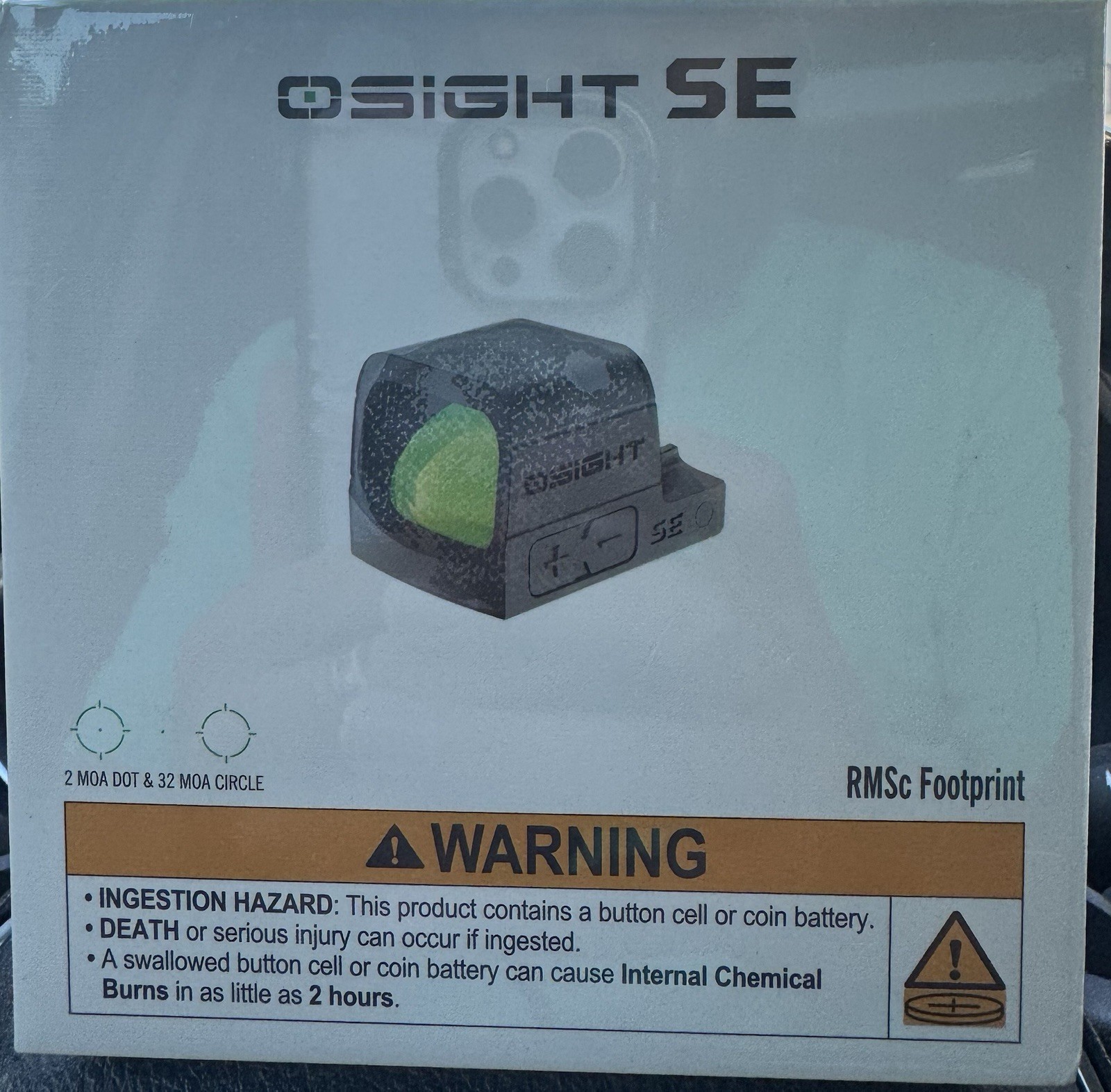 Osight SE Green 2 MOA Dot/32 MOA Circle Enclosed Optic, with RMSc Footprint