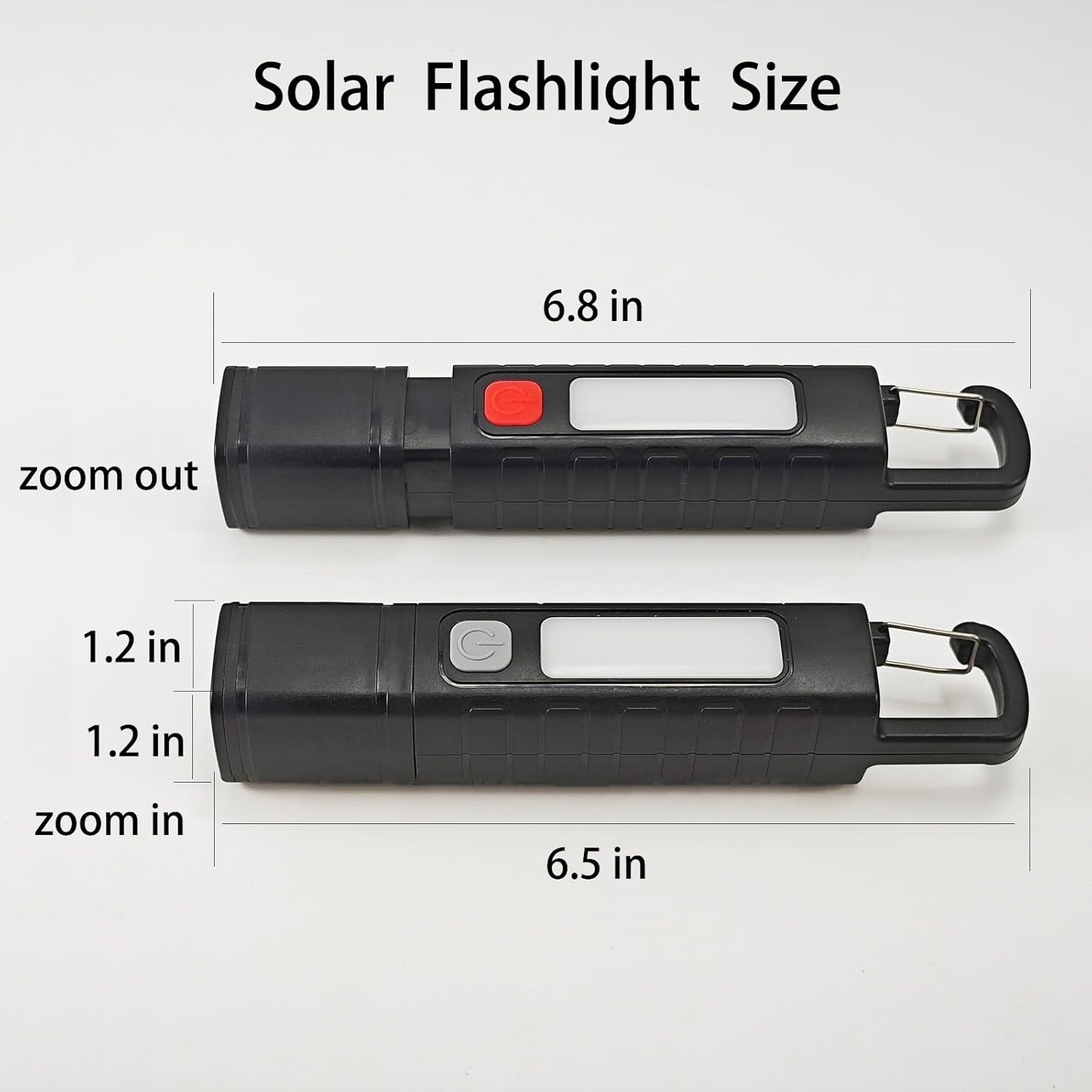2 Pack Solar Flashlight, Rechargeable Zoomable LED Flashlight, High Lumens Solar