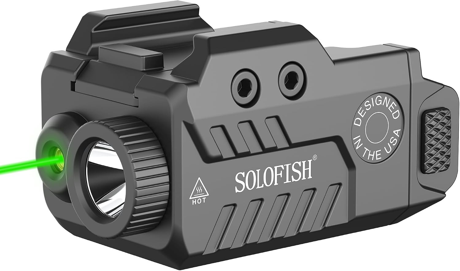 Slidable Tactical Flashlight for Raild Pistol, Green/Red/Blue Beam and White LED