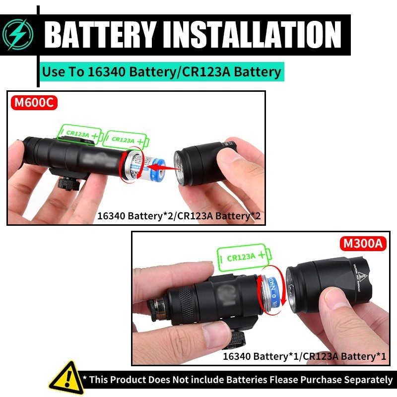 WADSN Tactical Hunting Flashlight M300A M600C Metal LED Scout Light SF Mark