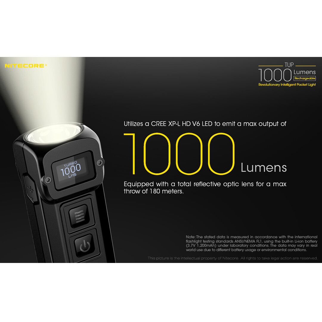 ~NEW~ Nitecore TUP 1000 Lumen Rechargeable EDC Flashlight (Black)