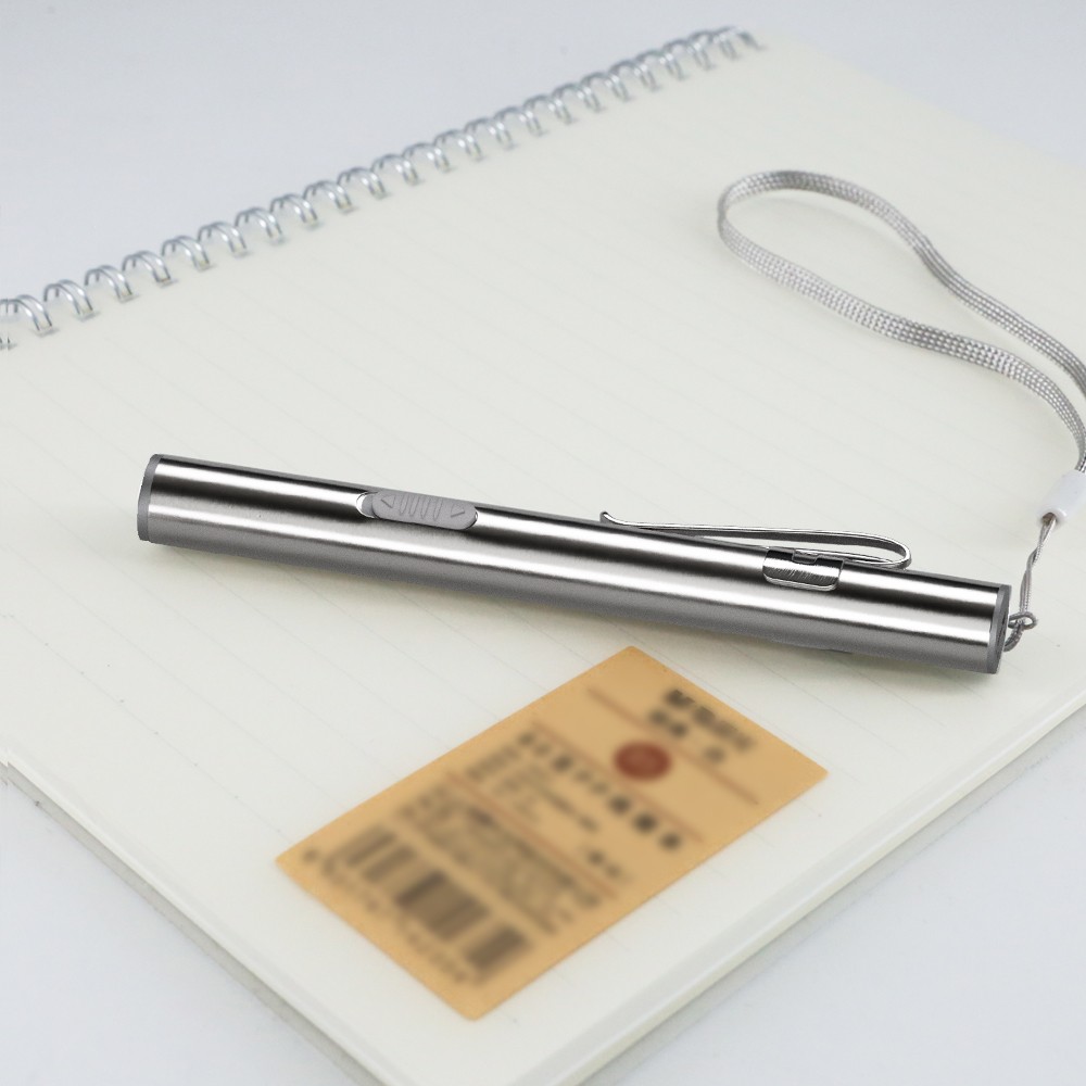 LED USB RECHARGEABLE MINI FLASHLIGHT Stainless Steel Pen Light 1000 Lumens