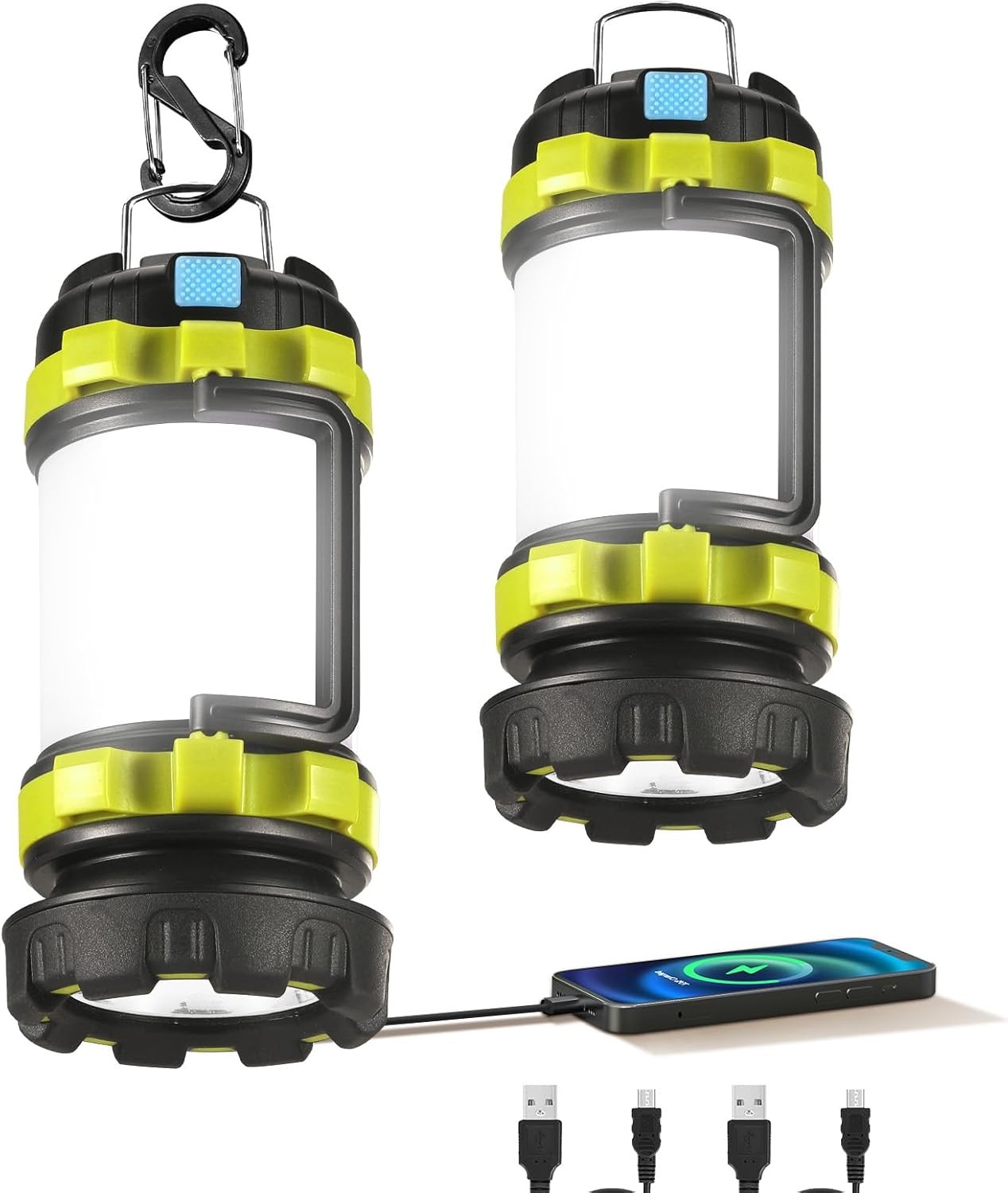 Rechargeable LED Torch Lantern Power Bank IPX4 Waterproof 2PCS