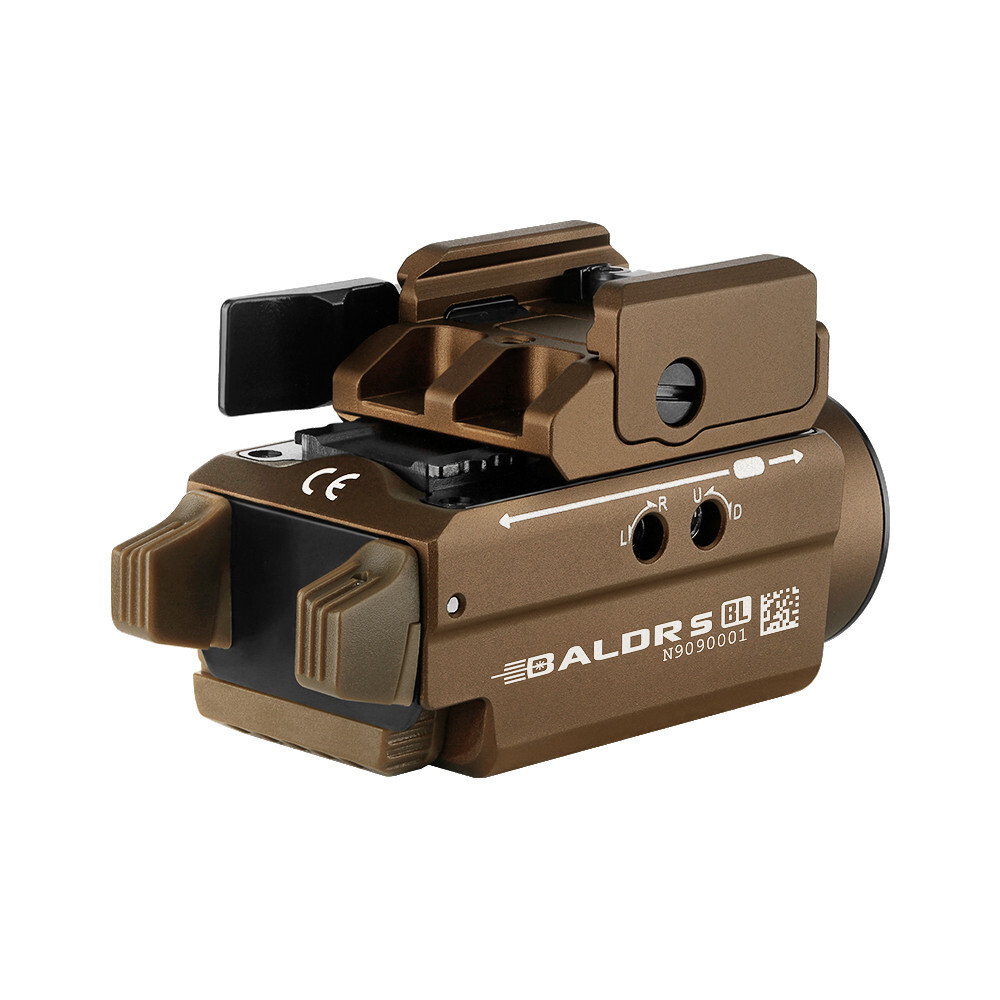 Olight Baldr S BL Desert Tan 800 Lumens Rail Mounted Weapon Light, w/Blue Laser