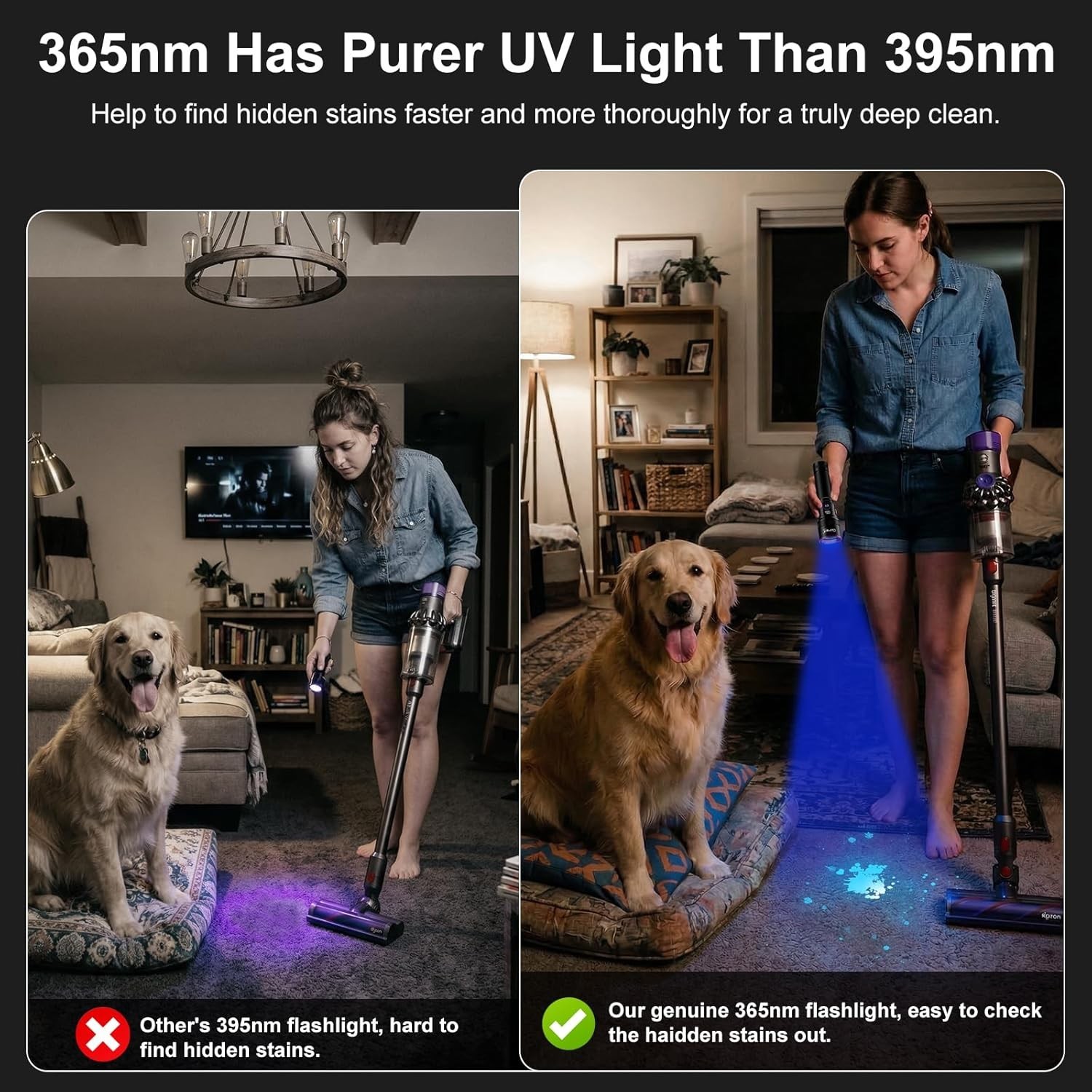365nm UV Flashlight with Filter Lens – 30w Powerful Black Light