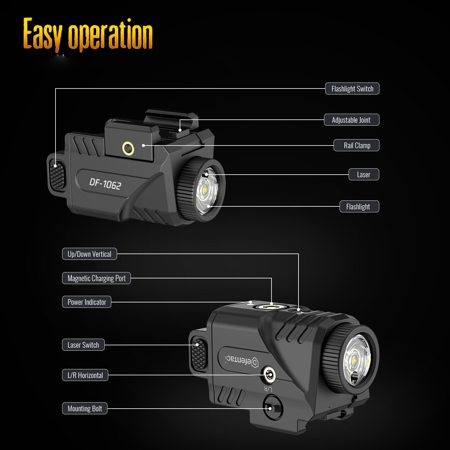 600 Lumens Tactical Flashlight Red Combo Strobe and Momentary Magnetic Charger