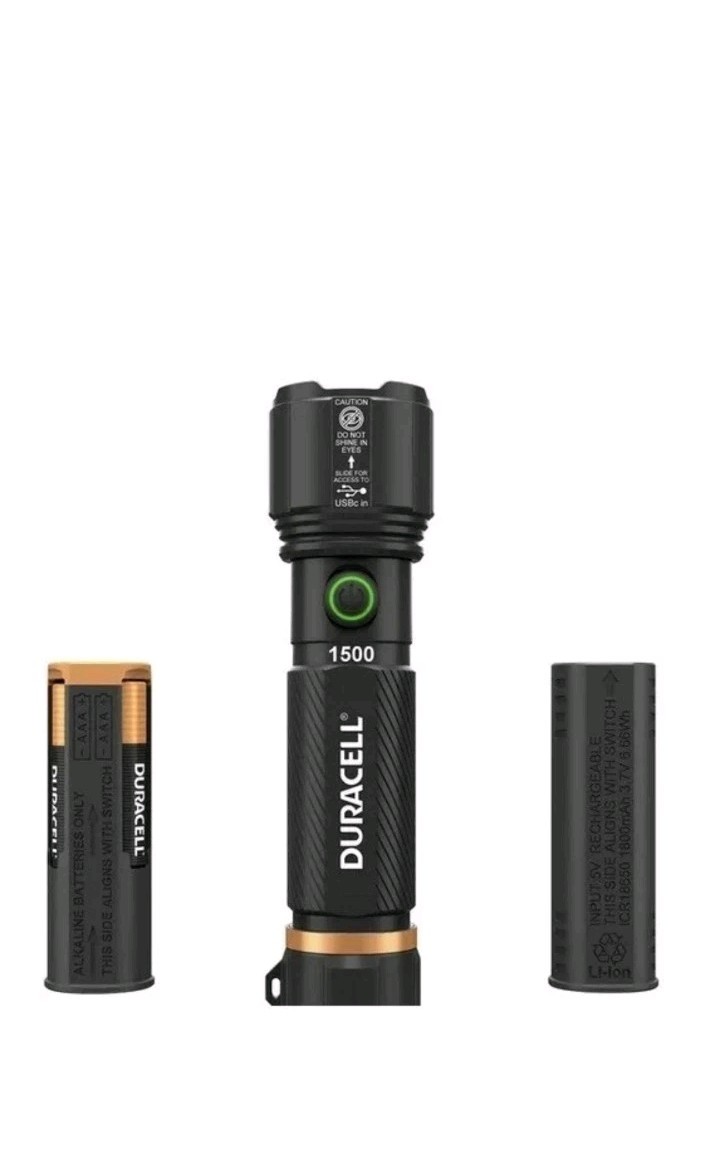 One Set Duracell Durabeam Ultra Hybrid LED Flashlights,1500 Lumens, Rechargeable