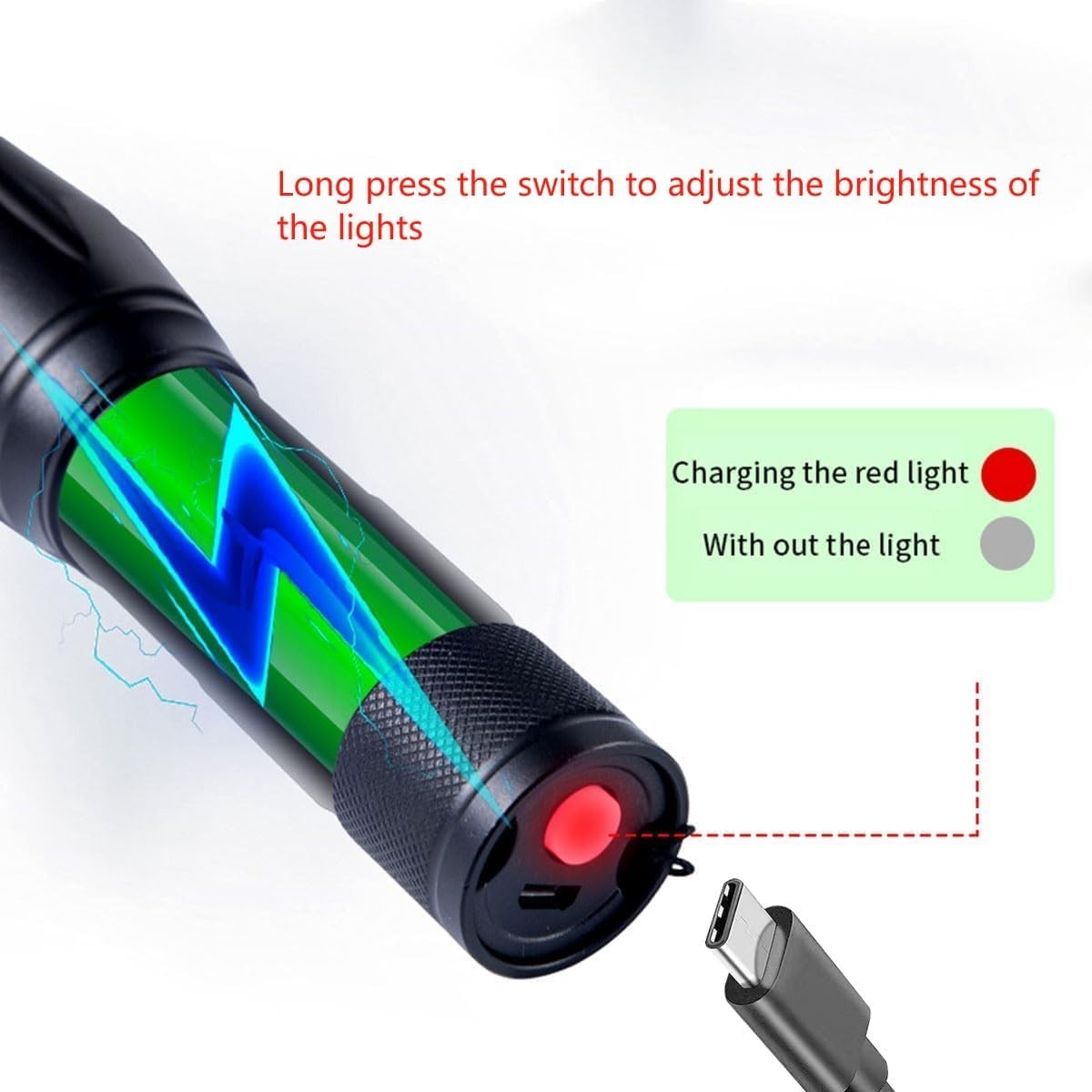 4-in-1 Rechargeable LED Flashlight with Multi-Color Modes