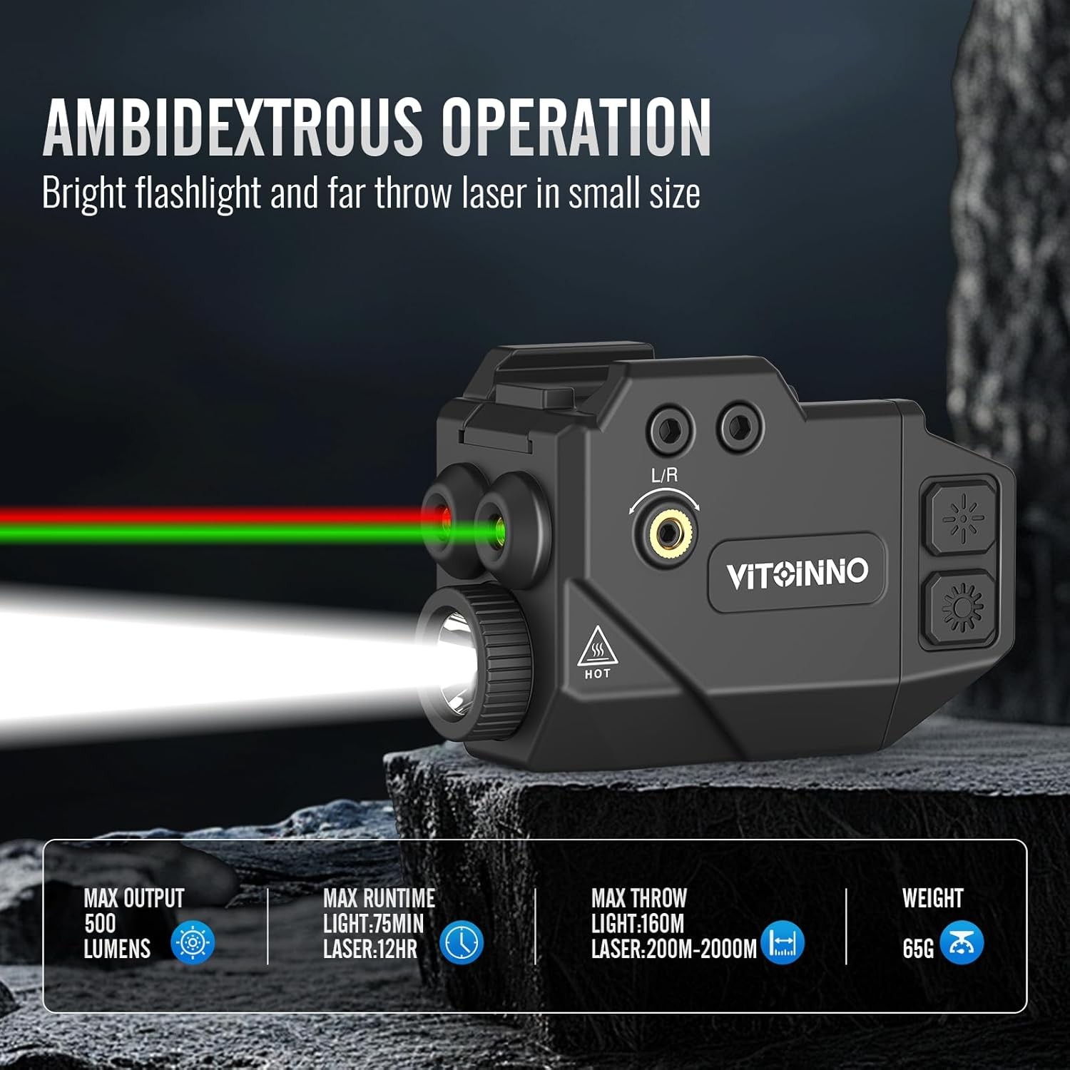 500lm Pistol Light and Red Green Laser Combo,Slidable Weapon Light and Laser …