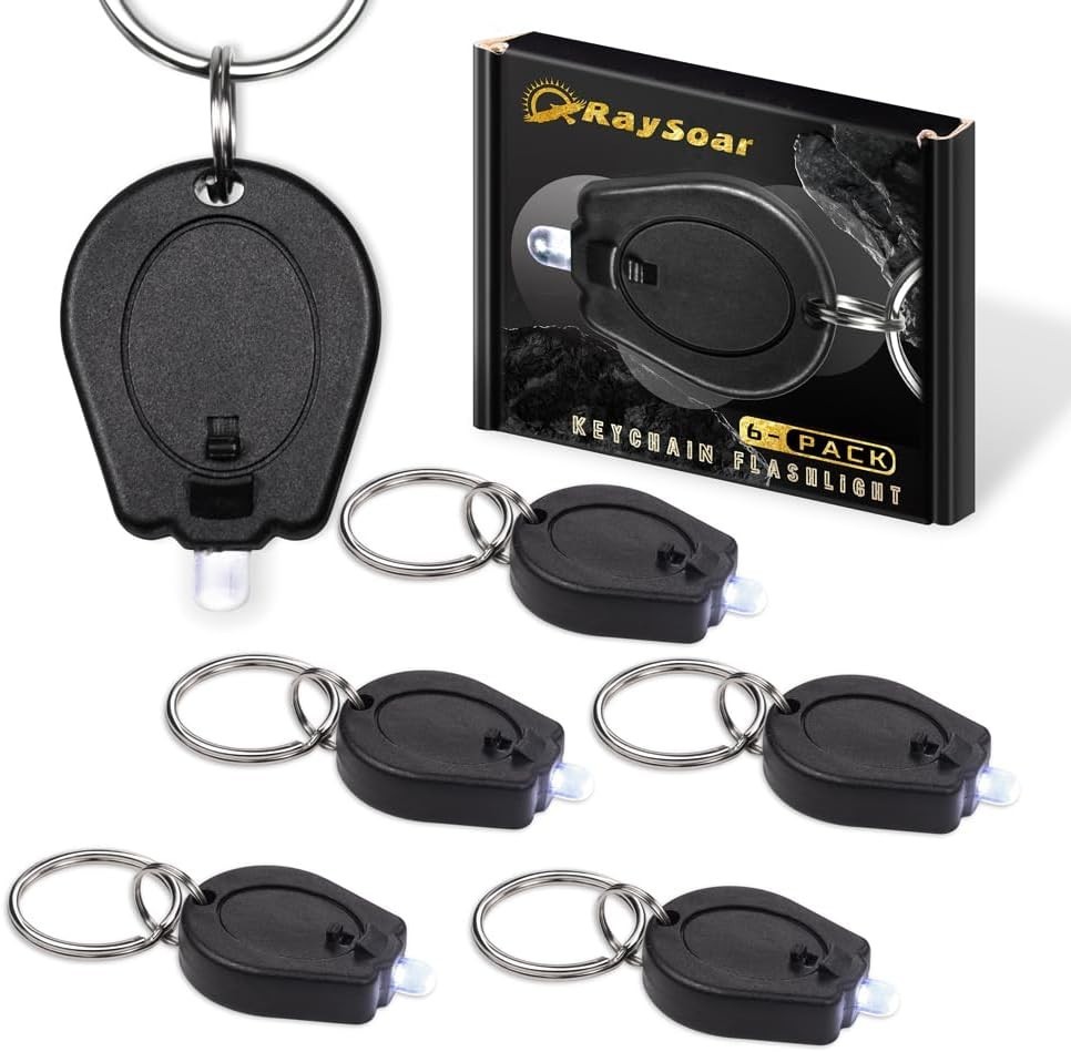 6 Pack Ultra Bright Mini LED Keychain Flashlight, Small Key Ring Flashlight