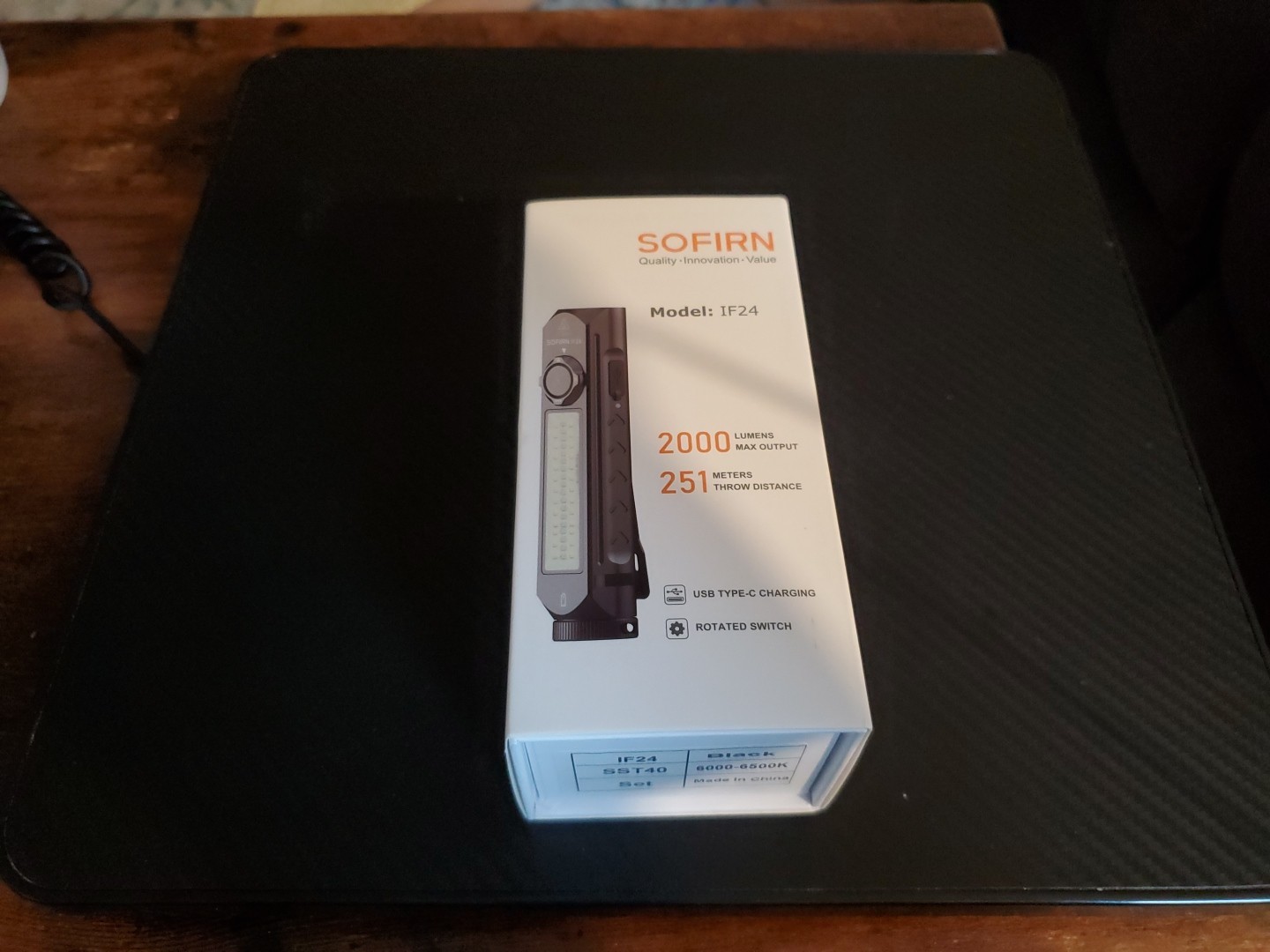 NIB – SOFIRN IF24 2000 Lumens Flashlight – BLACK USB Type-C Charging , 5V, 20W