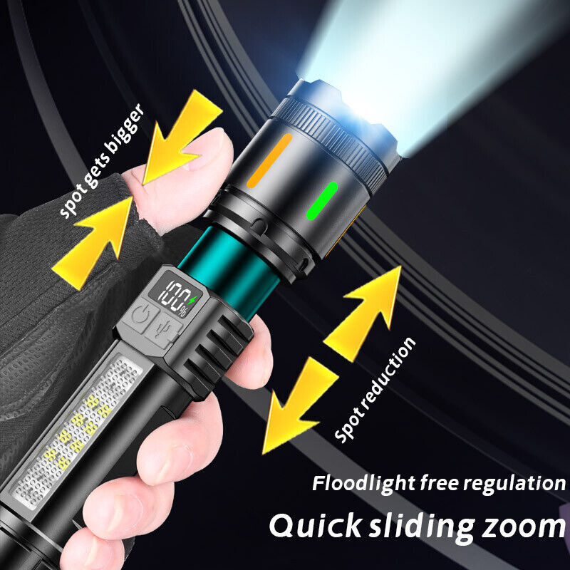 350000000 Lumen Super Bright LED Tactical Flashlight Rechargeable LED Work Light
