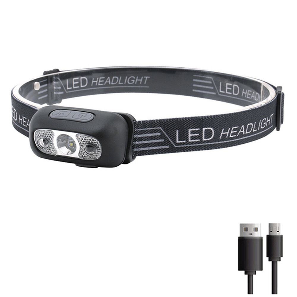 LED Headlamp USB Rechargeable Flashlight Waterproof Outdoor Headlight Lamp Torch