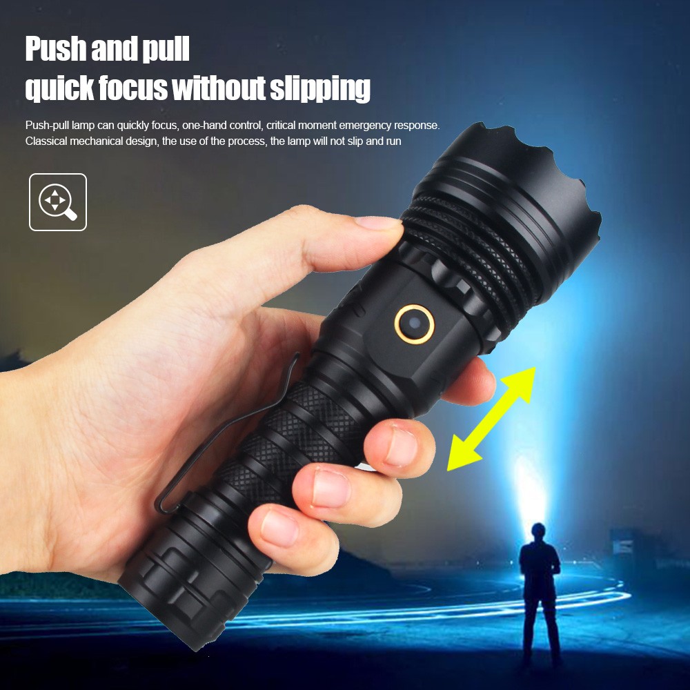 5000 Lumens 4 Core White Laser LED Flashlight USB Rechargeable Zoomable Torch