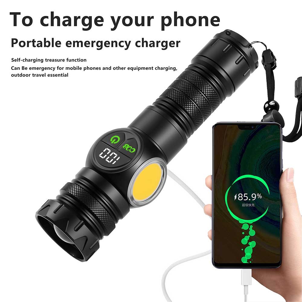 10000LM Laser LEP Flashlight Yellow Red Light Zoom USB Charging Magnetic Torch