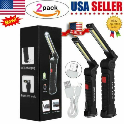 Rechargeable COB LED Slim Work Light Lamp Flashlight Inspect Folding Torch 18650