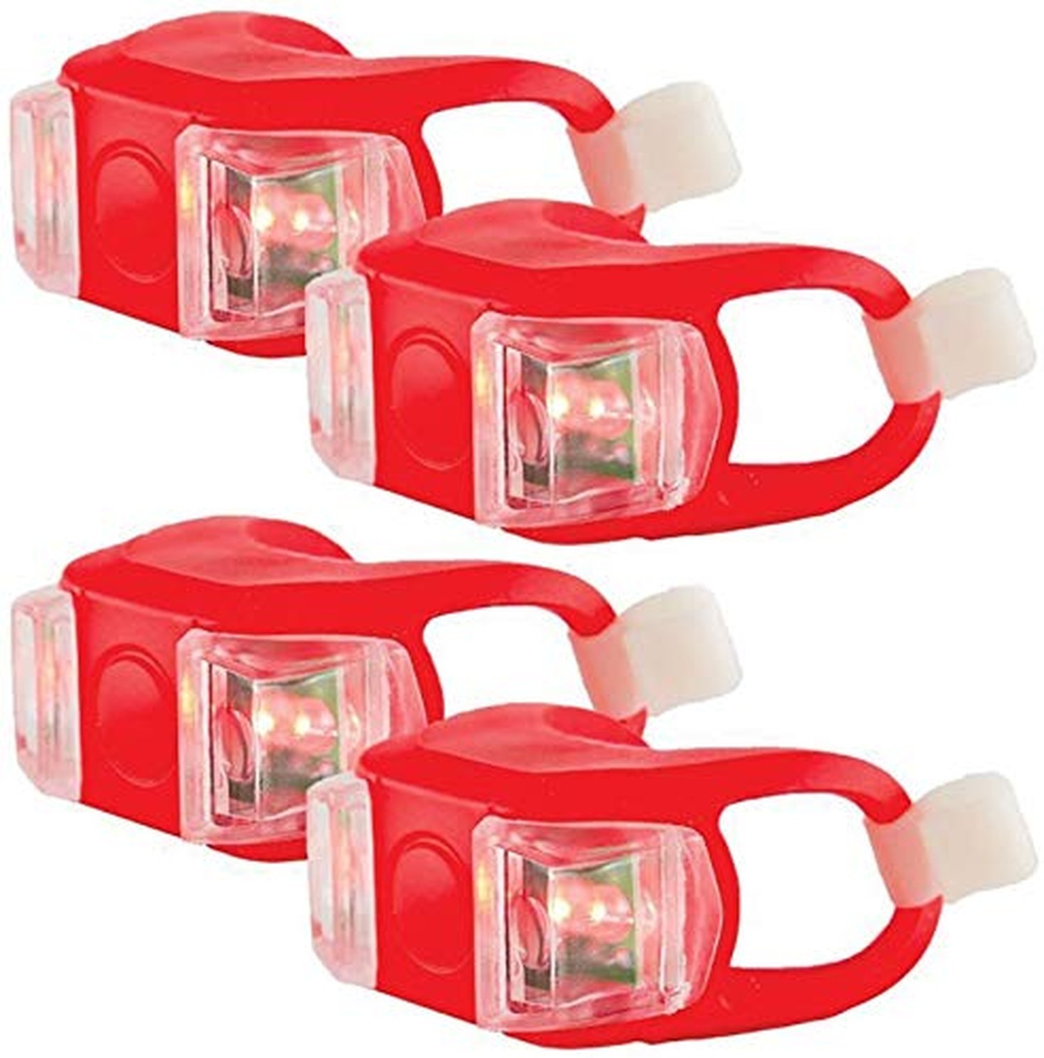 Bright Eyes Silicone Bike Tail Light Rear Safety LED Lights (Red) Red Four-Pack