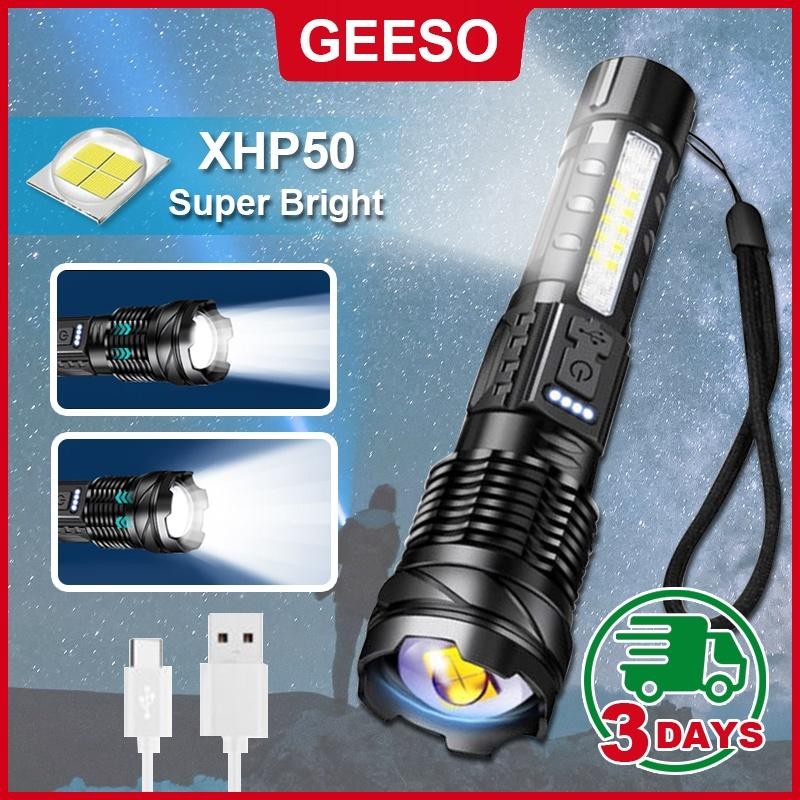 1000000 Lumens Super Bright LED Tactical Flashlight Rechargeable LED Work Lights