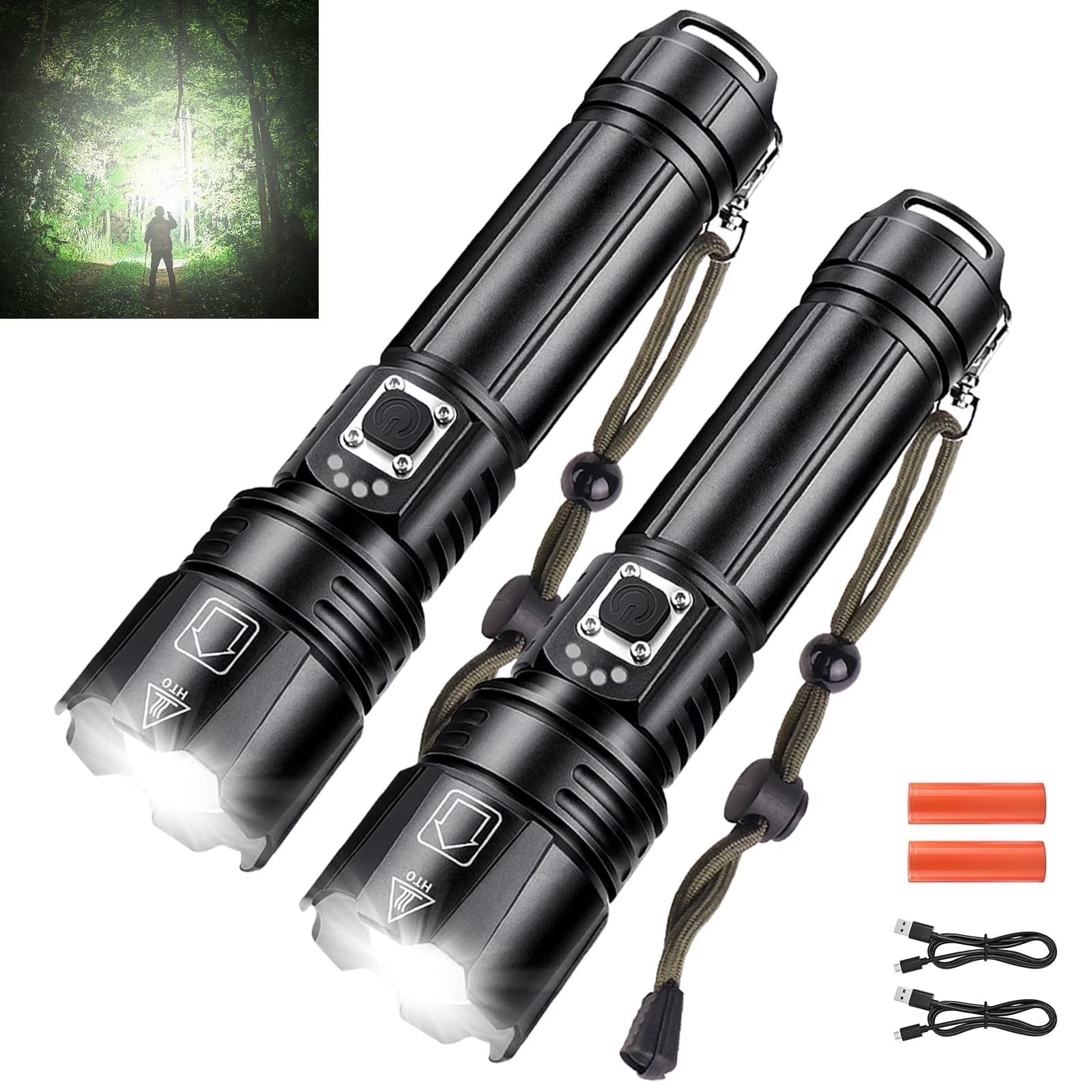 LED Flashlight, High Powered 10000 Lumens 5 Modes Zoomable Waterproof Rechargeab