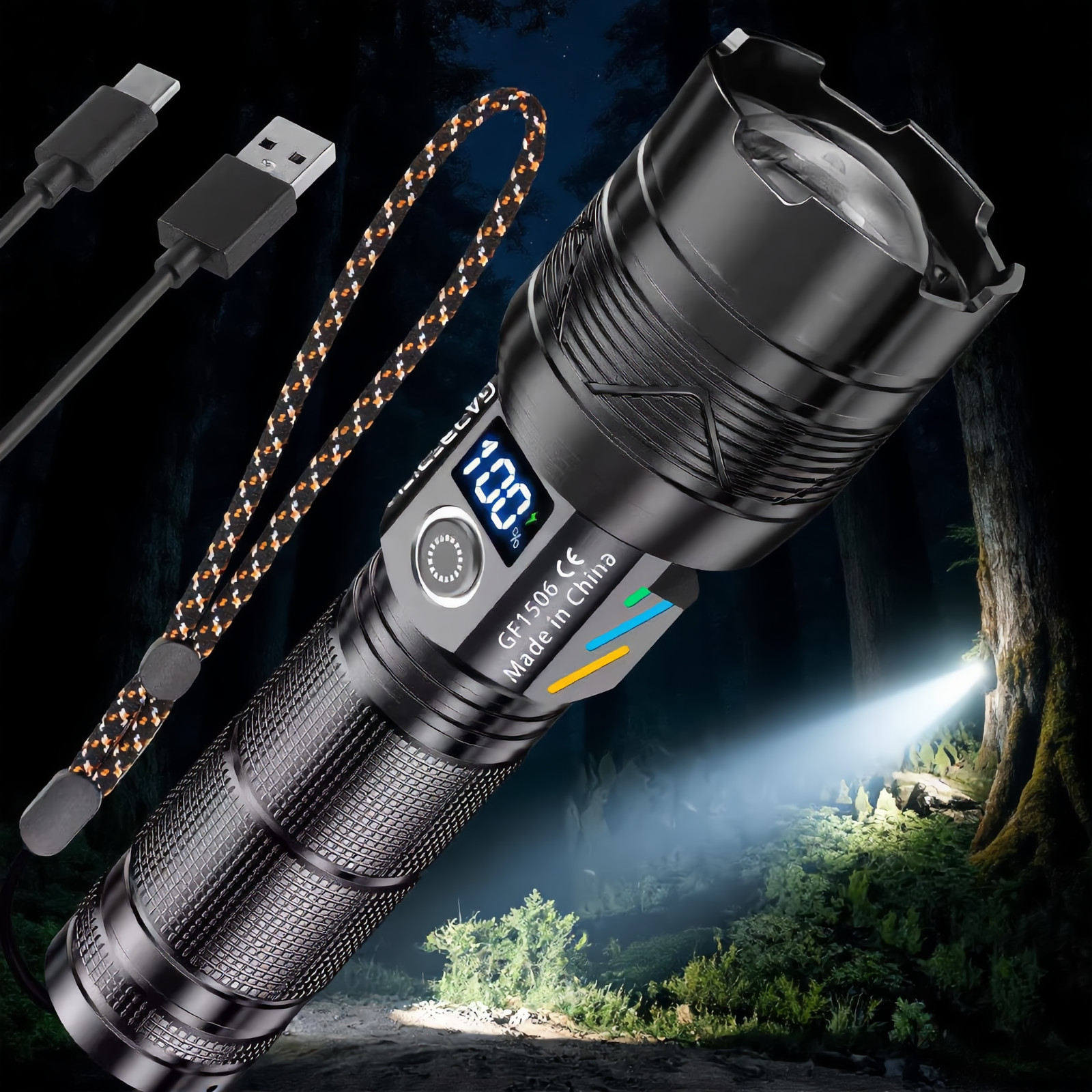 Super Bright LED Flashlight Rechargeable Waterproof Zoomable Torch 26650 Battery