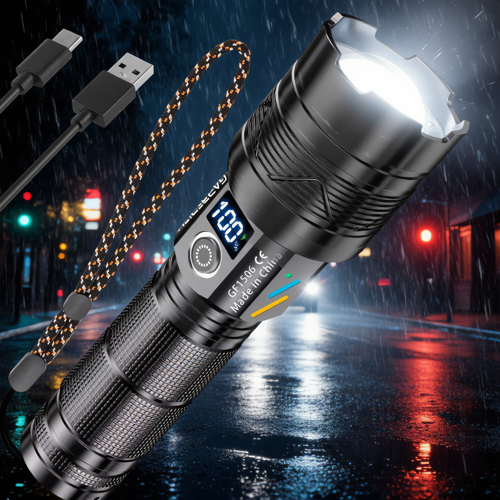 Super Bright LED Flashlight Rechargeable Waterproof Zoomable Torch 26650 Battery