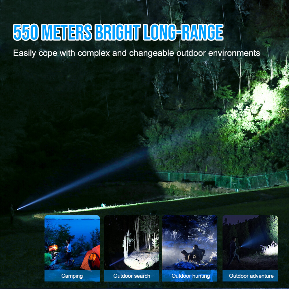 Trustfire 1800 Lumen 550M Range LED Tactical Flashlight Type-C Rechargeable IP68