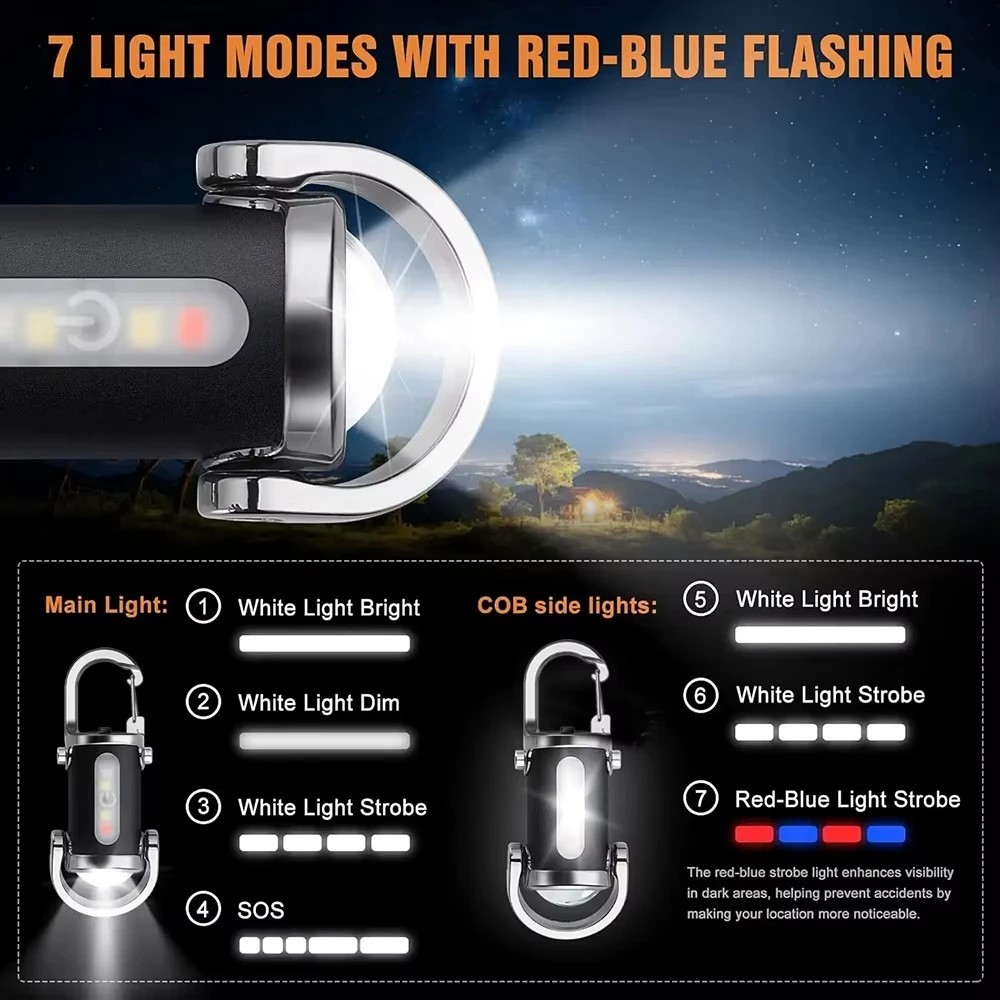 Super Bright LED Mini Flashlight USB Rechargeable Pocket Keychain Torch