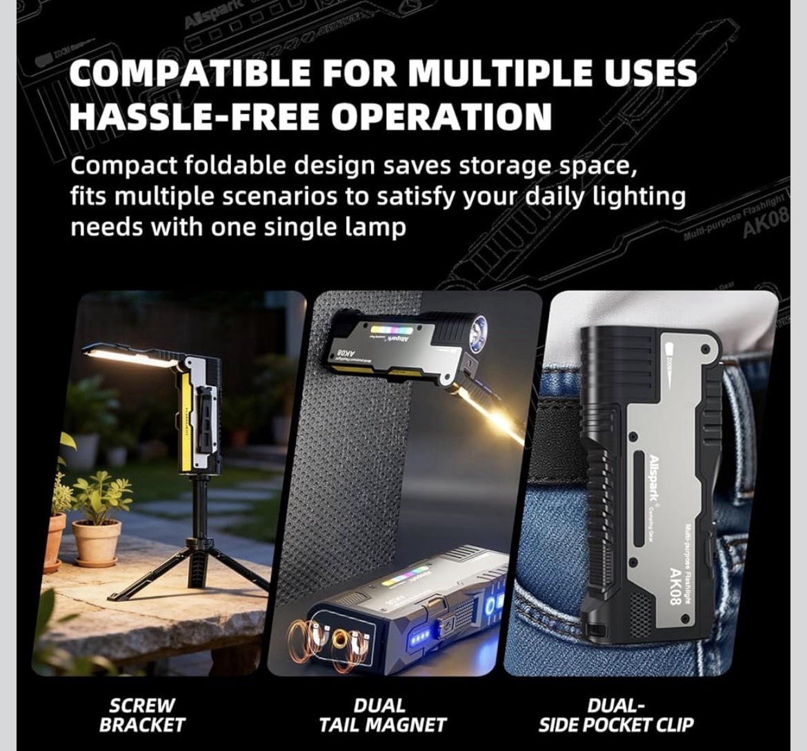 EDC Rechargeable Flashlight 3000 Lumens with Light Bar And Laser