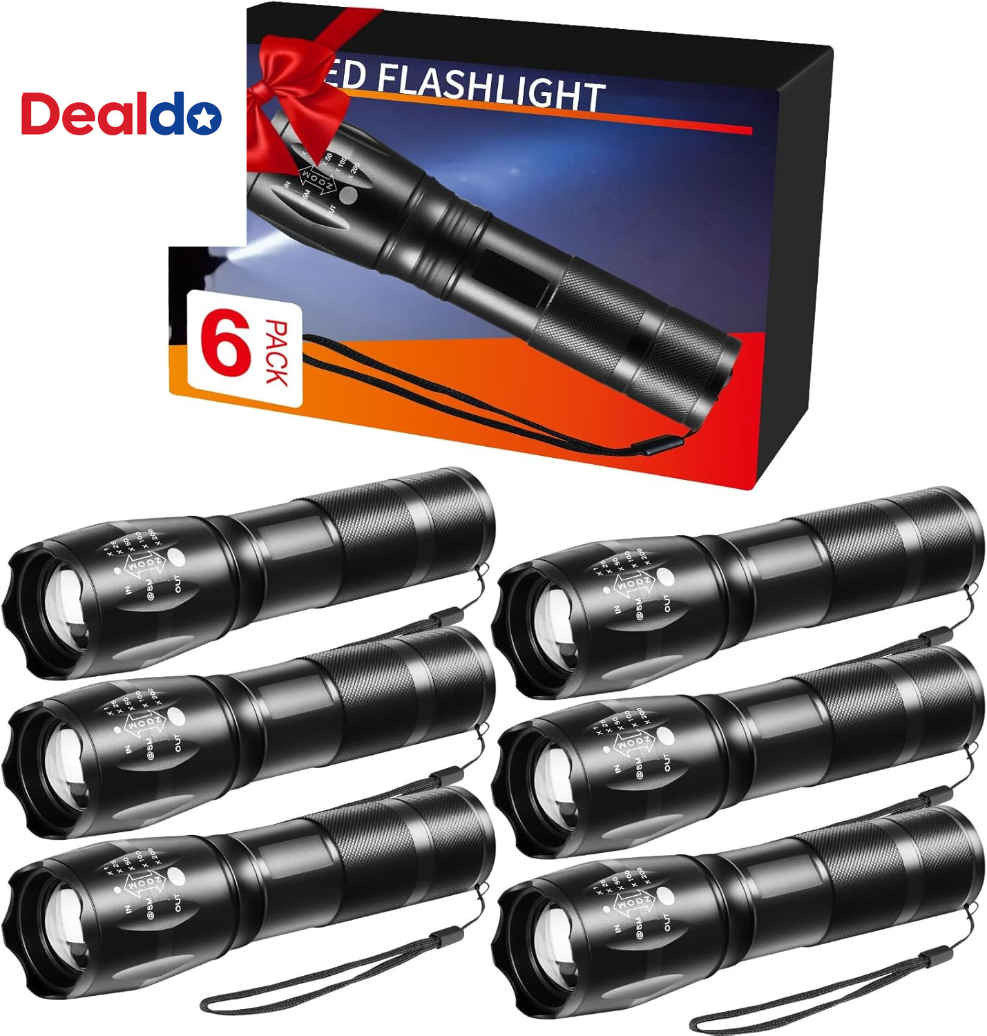 6Pack LED Flashlights High Lumens, 5Mode Tactical Flashlight for Home, Small Fla
