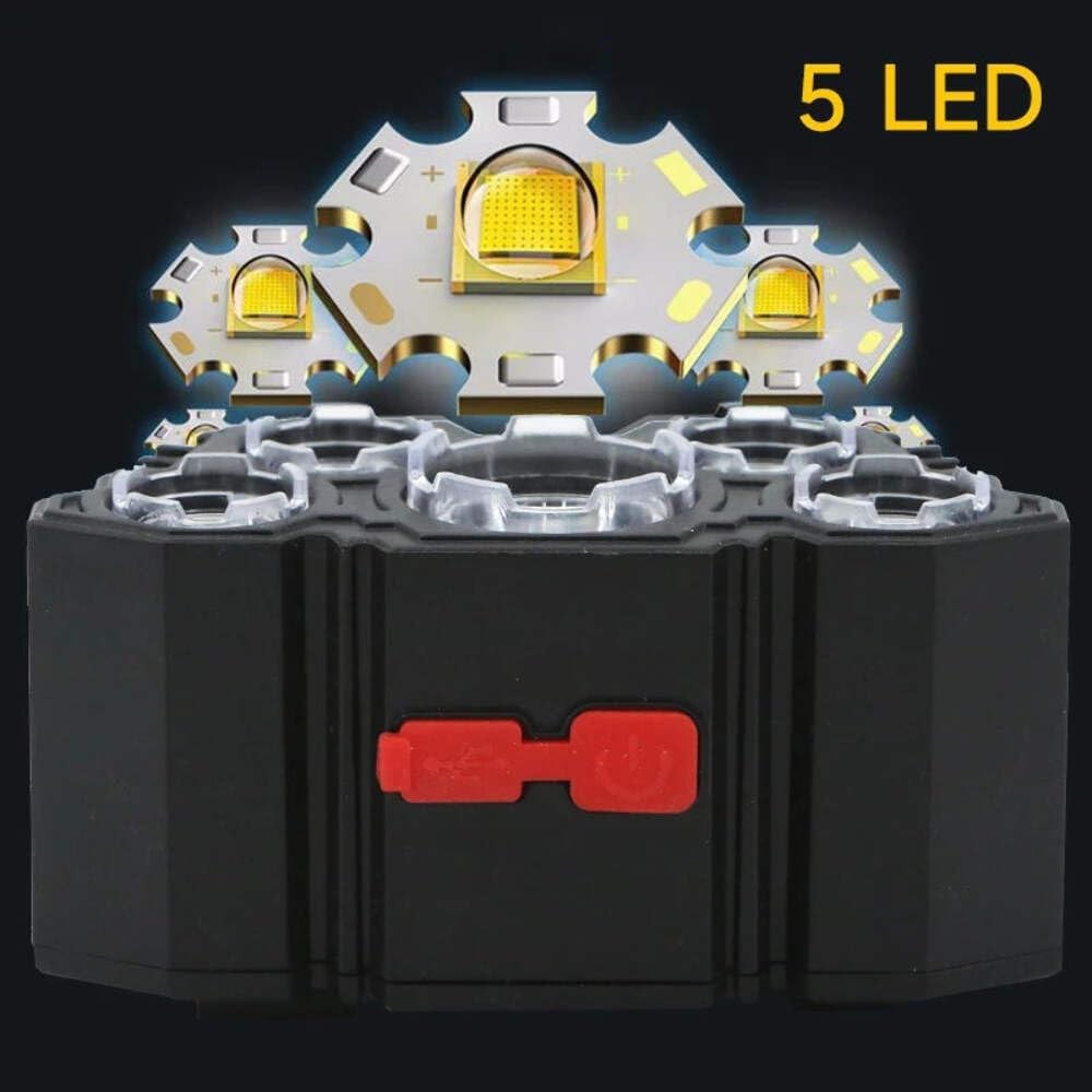 Headlamp 5 LED Flashlight Rechargeable with Built in Battery Strong Head Light