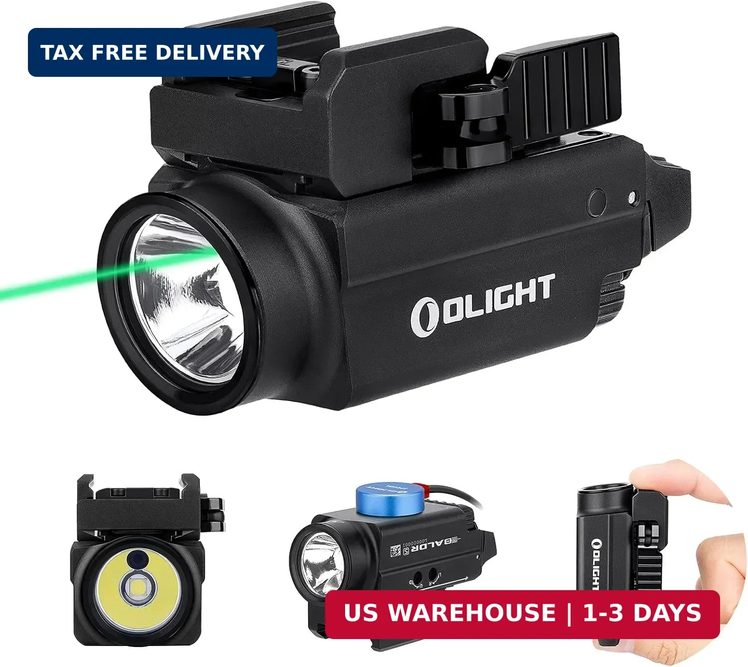 OLIGHT Baldr S 800 Lumens Compact Rail Mount Weaponlight with Green Beam and Whi