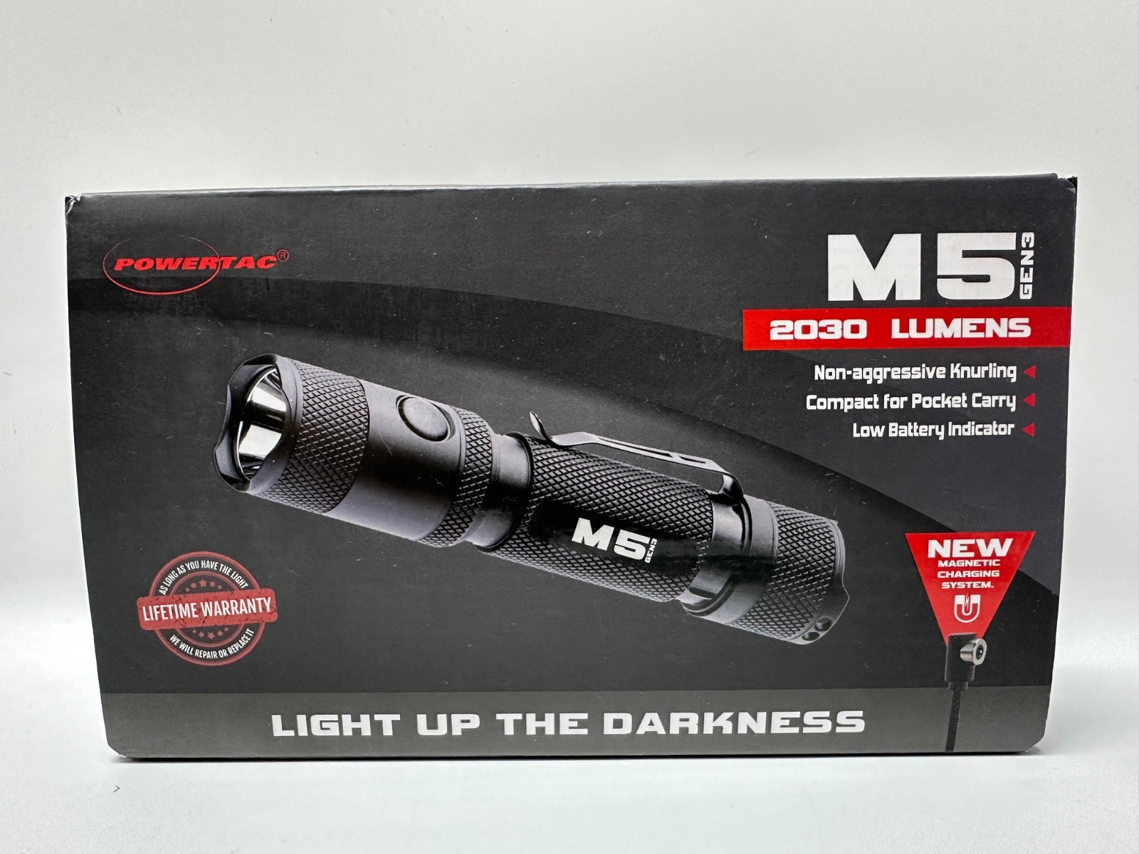 PowerTac M5 GEN3 2030 Lumens Rechargeable LED Flashlight, Magnetic Charging