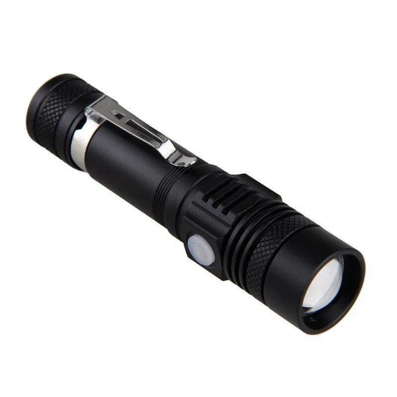 Super Bright LED Tactical Flashlight USB Rechargeable Powerful Zoomable Torch
