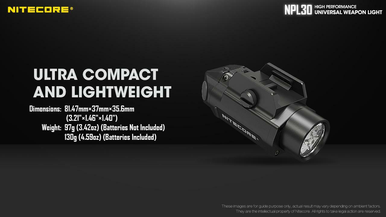 Nitecore NPL30 High Performance Universal Weapon Light -1200 Lumens w/ 2x CR123A