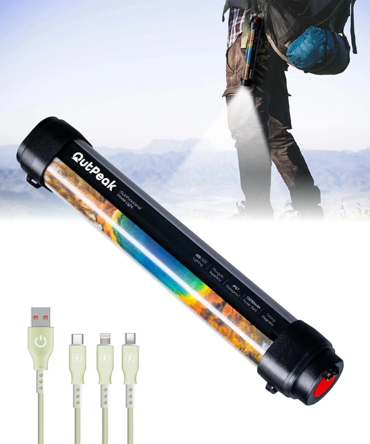 10050mAh Capacity Travel Light and Power Bank, Camping, Emergency Light