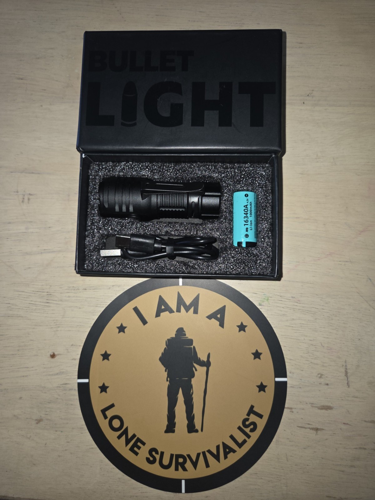 Lone Survivalist Bullet Mini Flashlight 1200 Lumens Black Brand New boxed