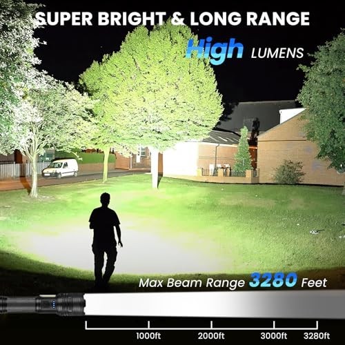 Rechargeable LED Flashlight High Lumens 90000 Super Bright 7 Modes Two Pack
