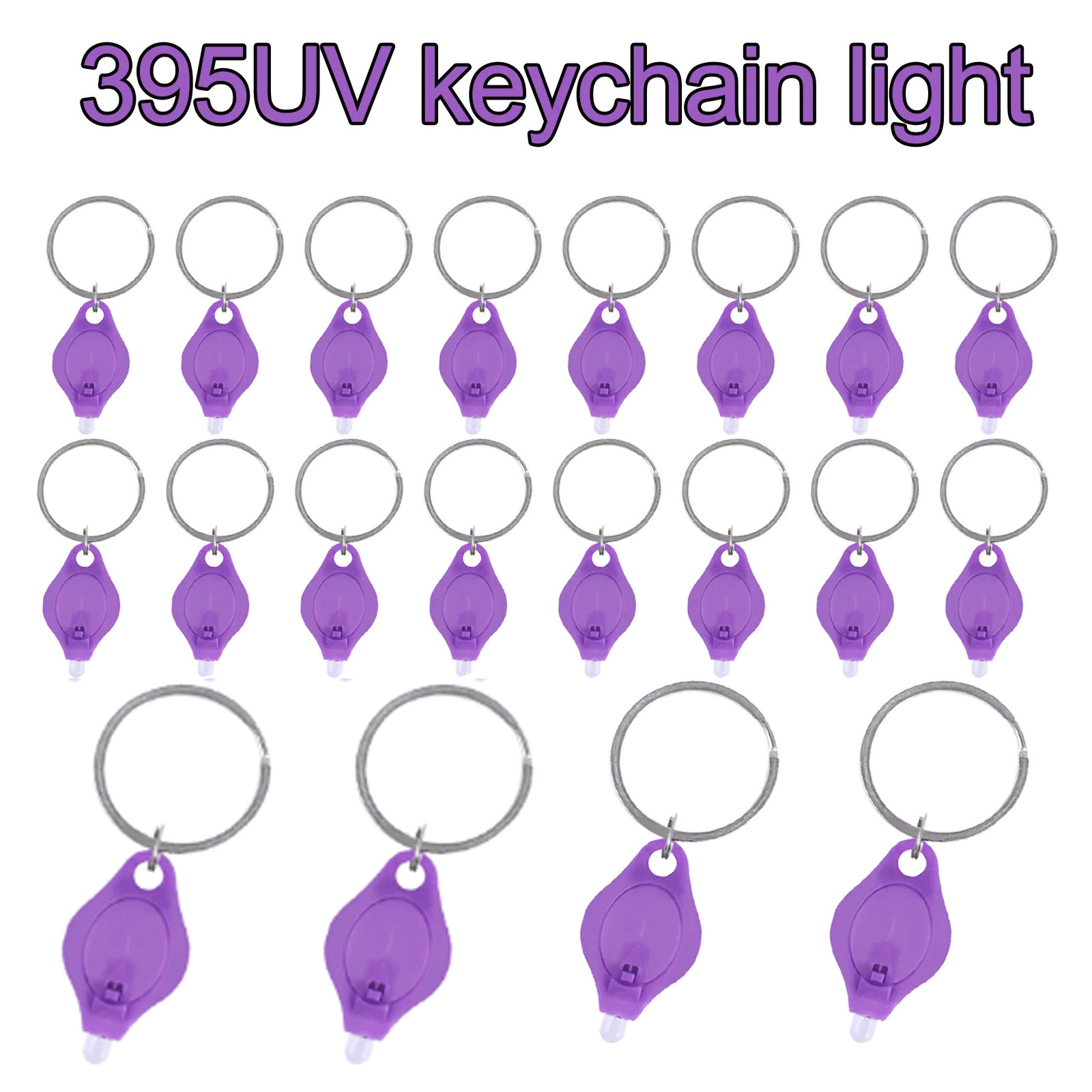 20Pack 395UV Mini Keychain LED Flashlight Key Ring Light Torch Black Light