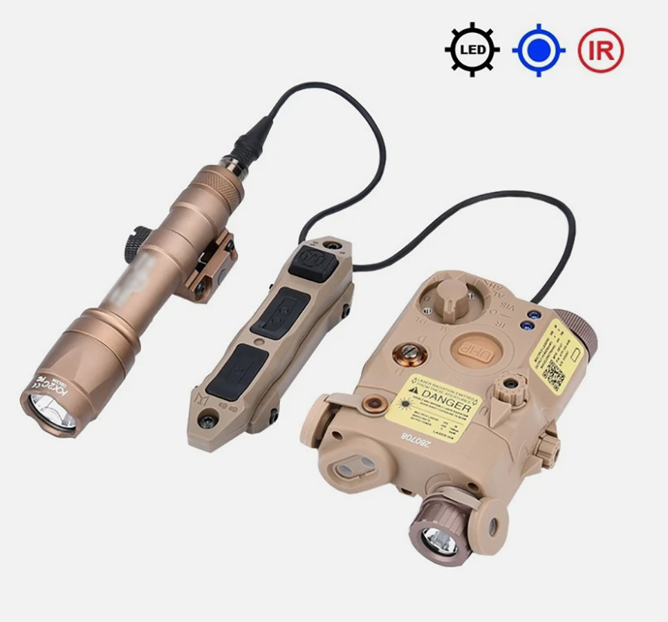 Tactical PEQ-15 Laser Sight IR Light Huntin M600 Flashlight Switch 20mm Rail Set
